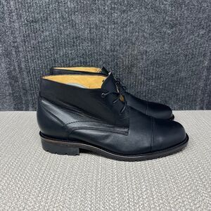 Hitchcock Chukka Ankle Boots Cap Toe Black Leather Wide Shoes Mens 9